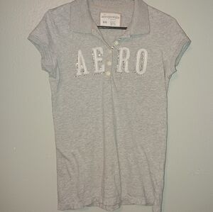 Aeropostale Women's‎ Gray Polo Short Sleeve Shirt Size M